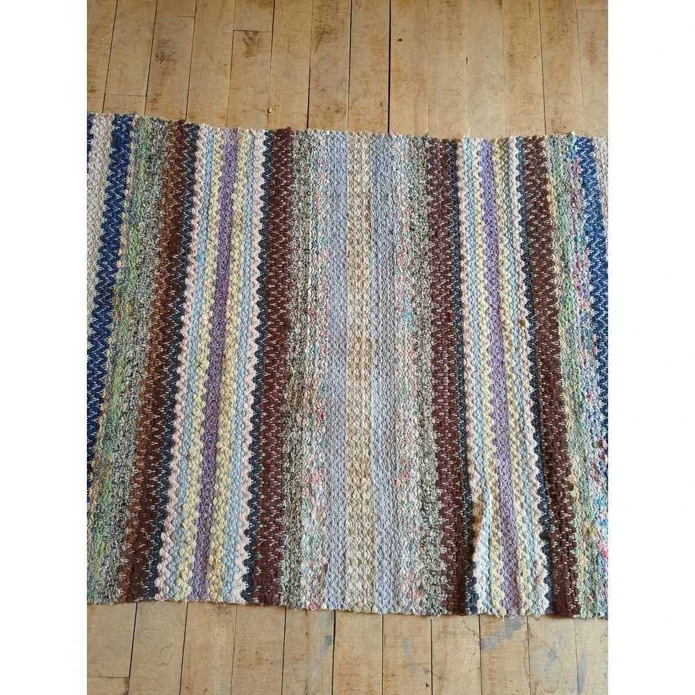 Antique Imported Swedish Hand Made Rag Rug Runner (25